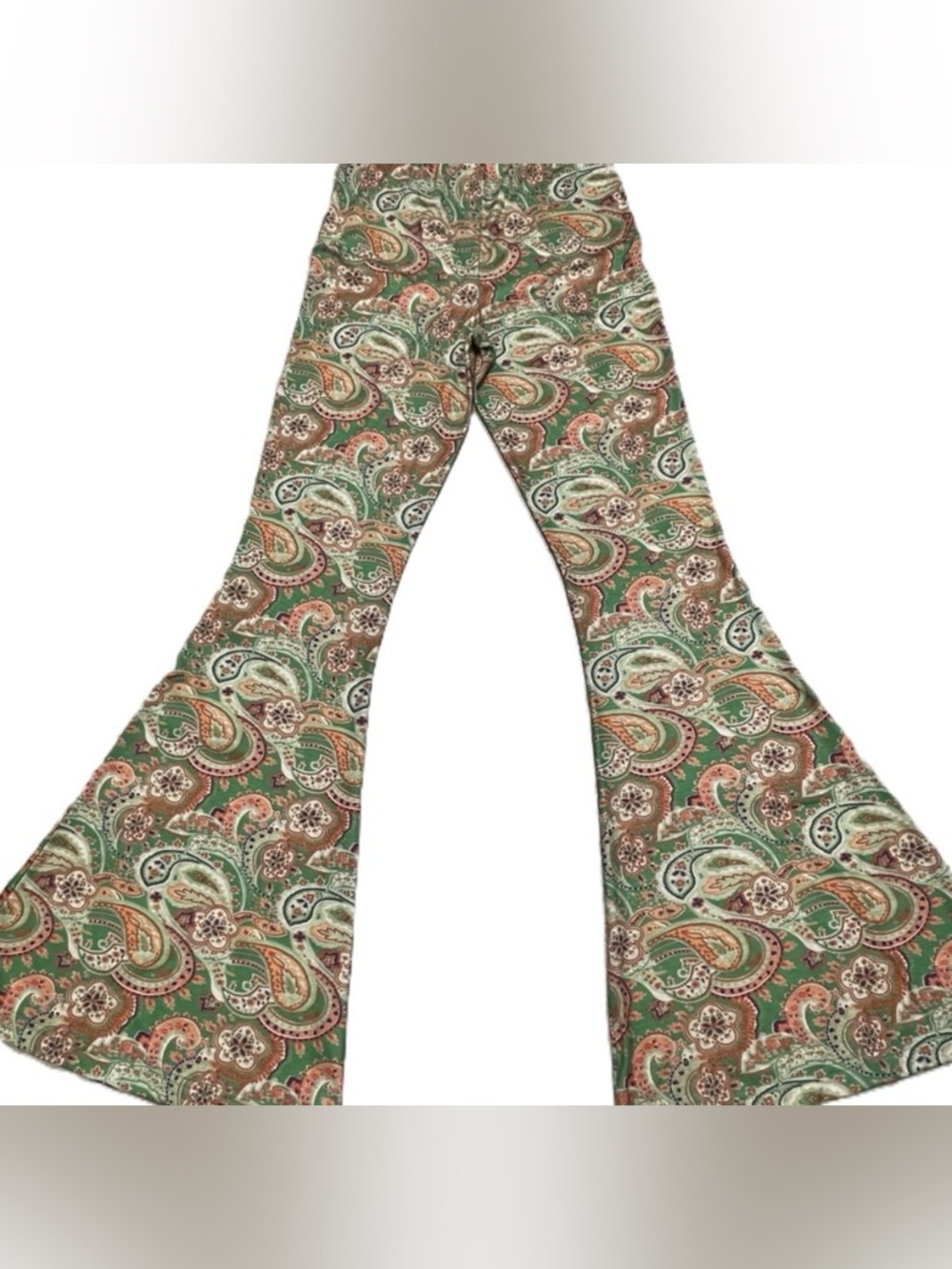 natural life green paisley flare pants, XS, NWT!